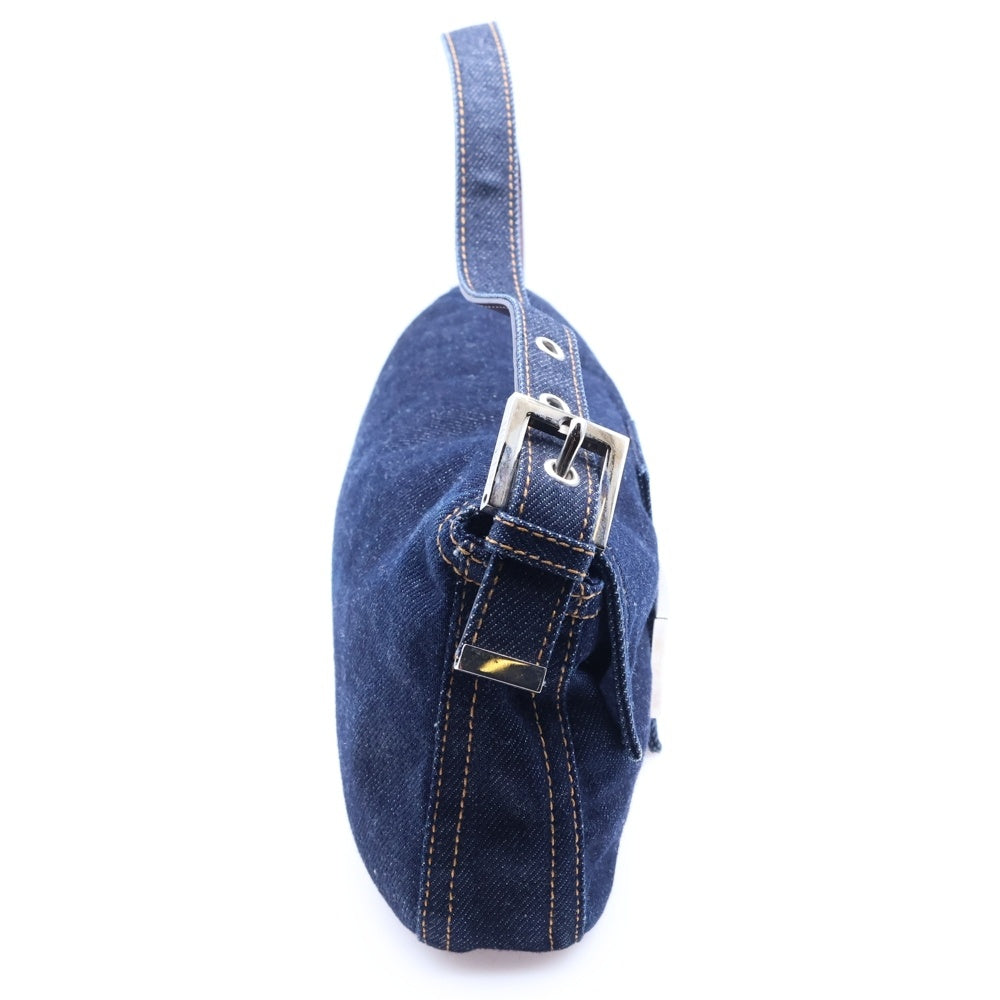 FENDI(フェンディ) マンマバケット ハンドバッグ ワンショルダーバッグ デニム インディゴブルー シルバー金具 レディース