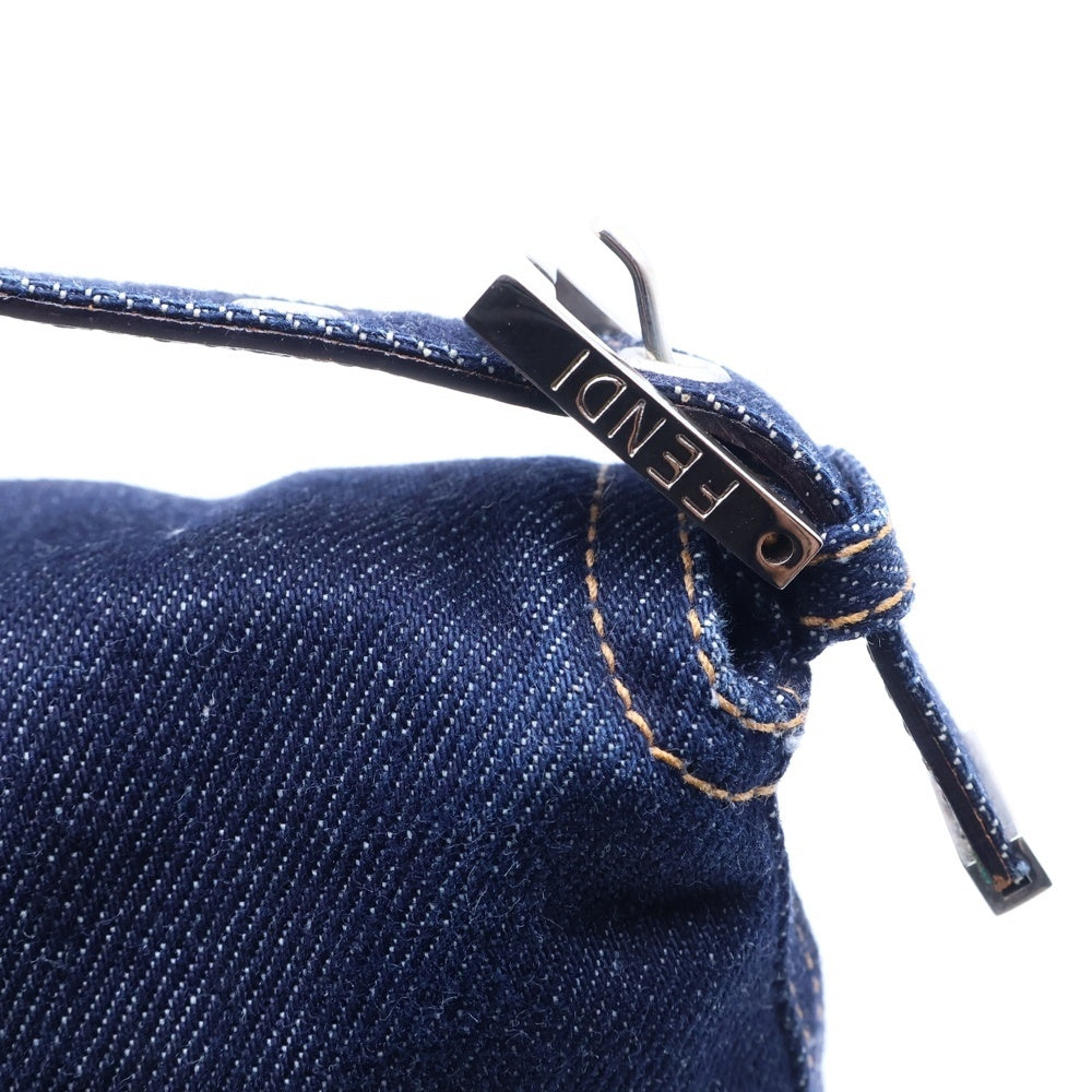 FENDI(フェンディ) マンマバケット ハンドバッグ ワンショルダーバッグ デニム インディゴブルー シルバー金具 レディース