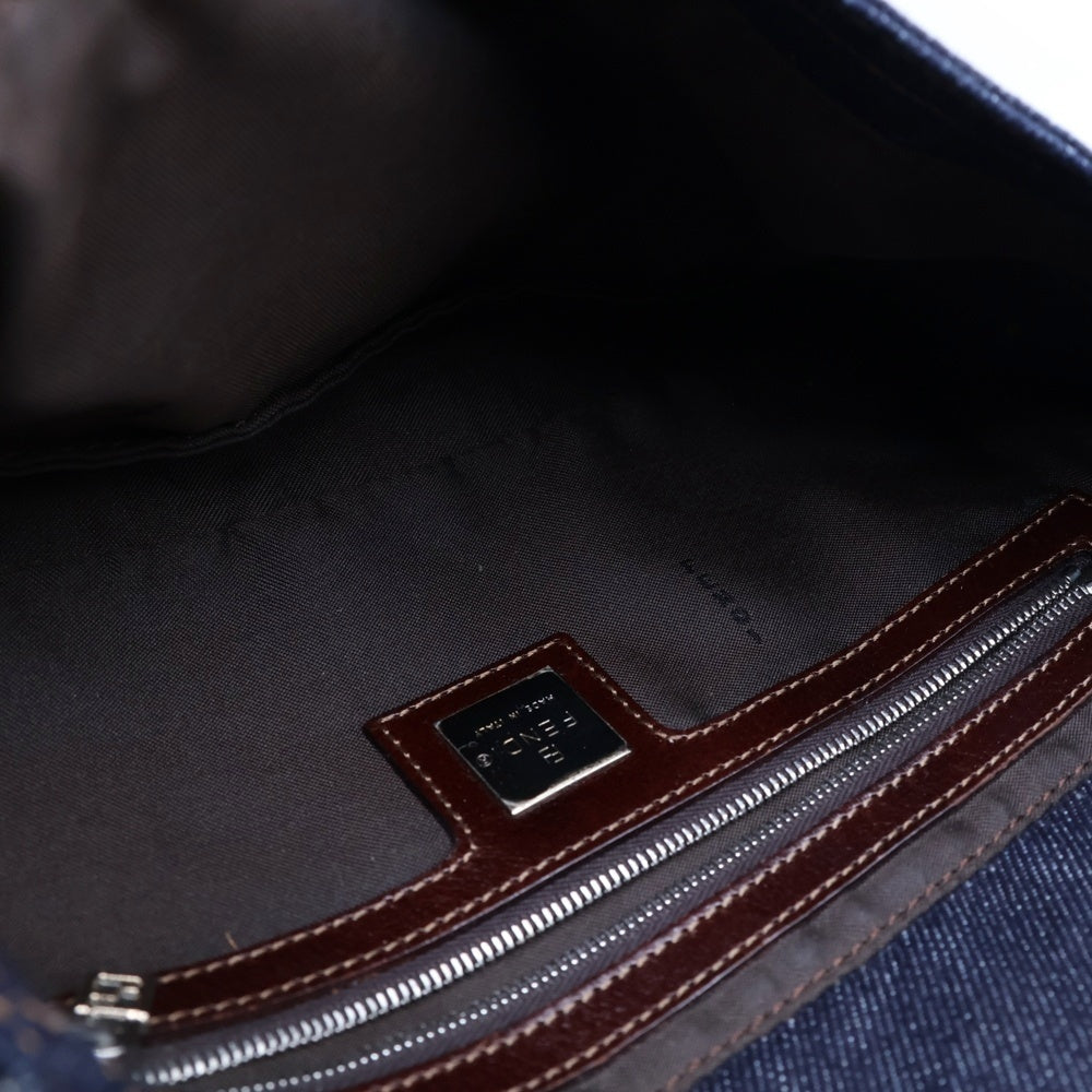 FENDI(フェンディ) マンマバケット ハンドバッグ ワンショルダーバッグ デニム インディゴブルー シルバー金具 レディース