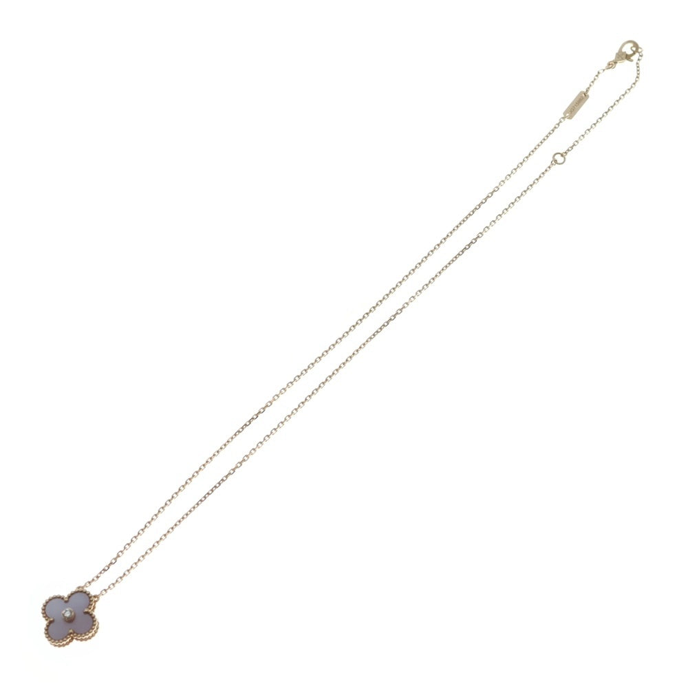 Van Cleef & Arpels(ヴァンクリーフアンドアーペル) ヴィンテージアルハンブラ ピンクマザーオブパール 1Pダイヤ 2025年ホリデー限定 ネックレス ピンクゴールド Au750PG VCARPM0P00 レディース