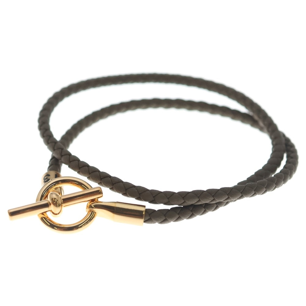 HERMES(エルメス) エルメス グレナン ドゥブルトゥール ブレスレット グレー ピンクゴールド金具 レディース