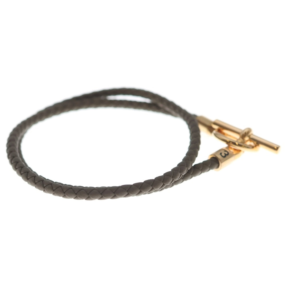 HERMES(エルメス) エルメス グレナン ドゥブルトゥール ブレスレット グレー ピンクゴールド金具 レディース