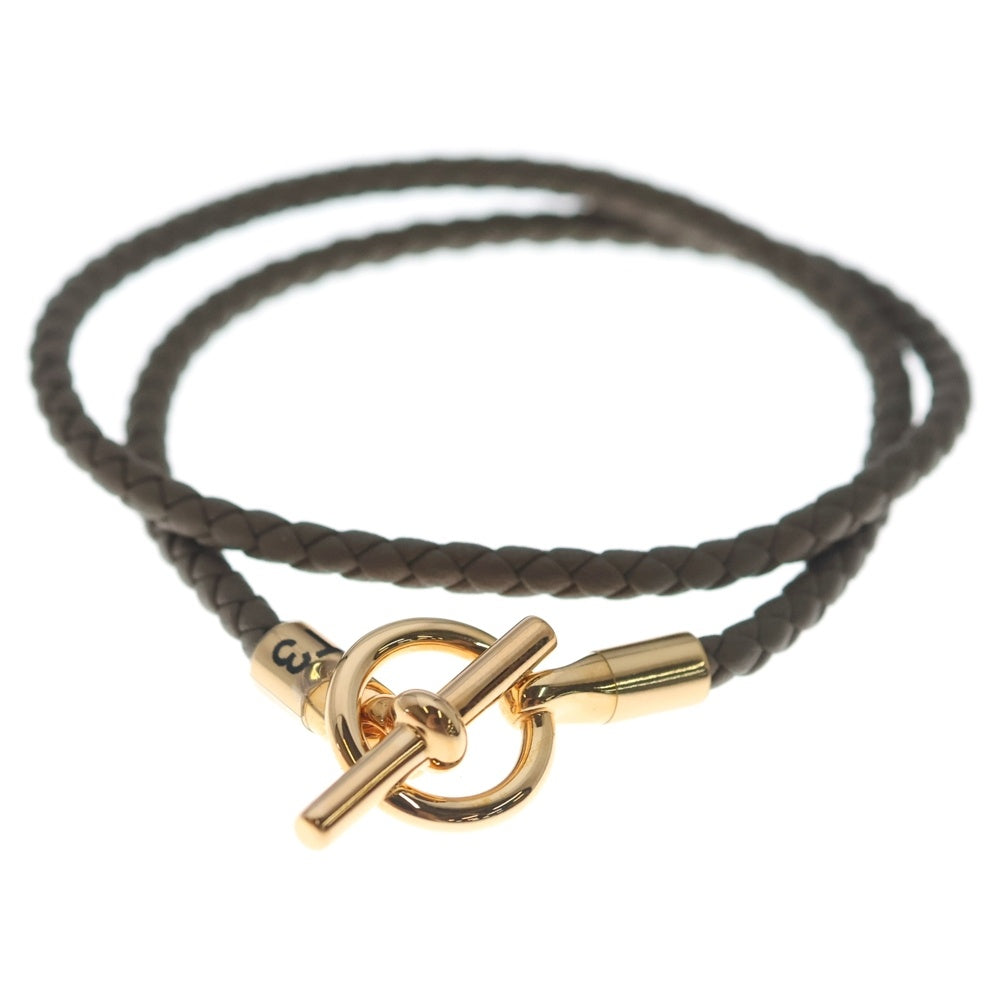 HERMES(エルメス) エルメス グレナン ドゥブルトゥール ブレスレット グレー ピンクゴールド金具 レディース