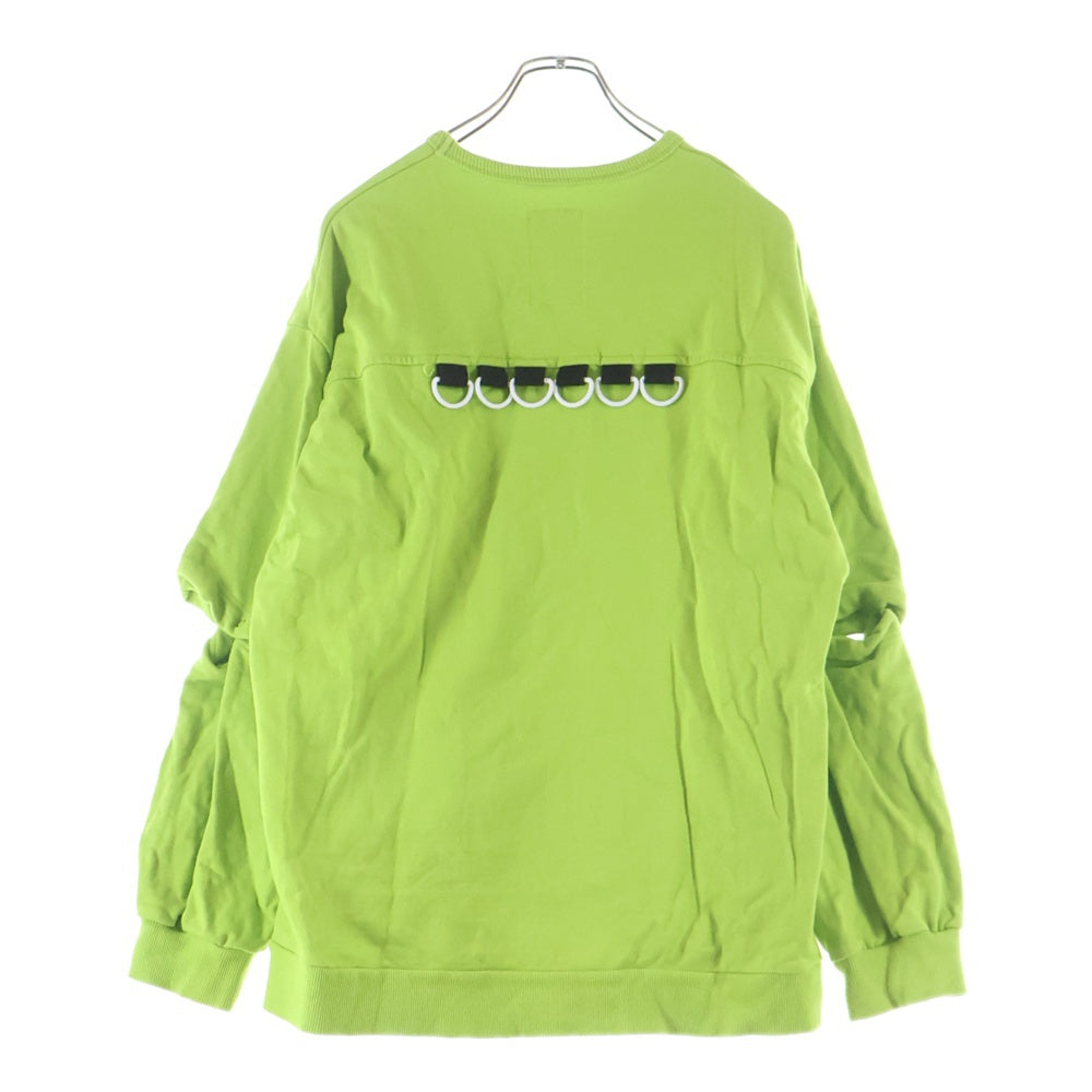 SHAREEF(シャリーフ) SEPARATE SLEEVE BIG SWEAT 金具付きデザイン クルーネックコットン長袖スウェットトレーナー ライムグリーン