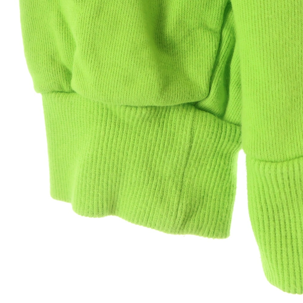 SHAREEF(シャリーフ) SEPARATE SLEEVE BIG SWEAT 金具付きデザイン クルーネックコットン長袖スウェットトレーナー ライムグリーン