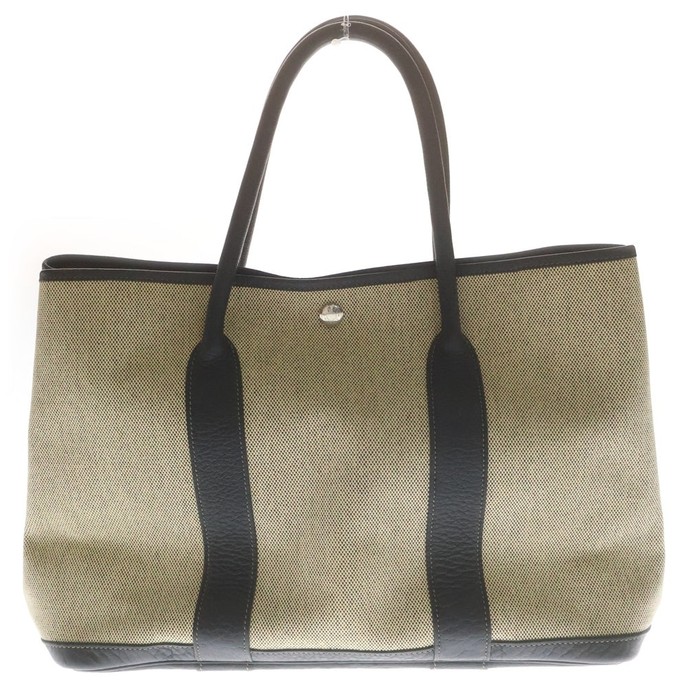 HERMES(エルメス) ガーデンパーティPM ハンドバッグ トワル×ネゴンダ シルバー金具 ベージュ×ブラック □I刻印 レディース