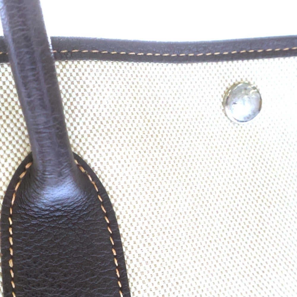 HERMES(エルメス) ガーデンパーティPM ハンドバッグ トワル×ネゴンダ シルバー金具 ベージュ×ブラウン □J刻印 レディース