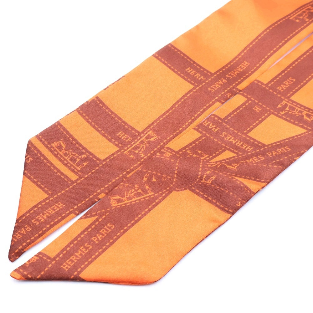 HERMES(エルメス) ツイリー ボルデュック シルクスカーフ オレンジ レディース
