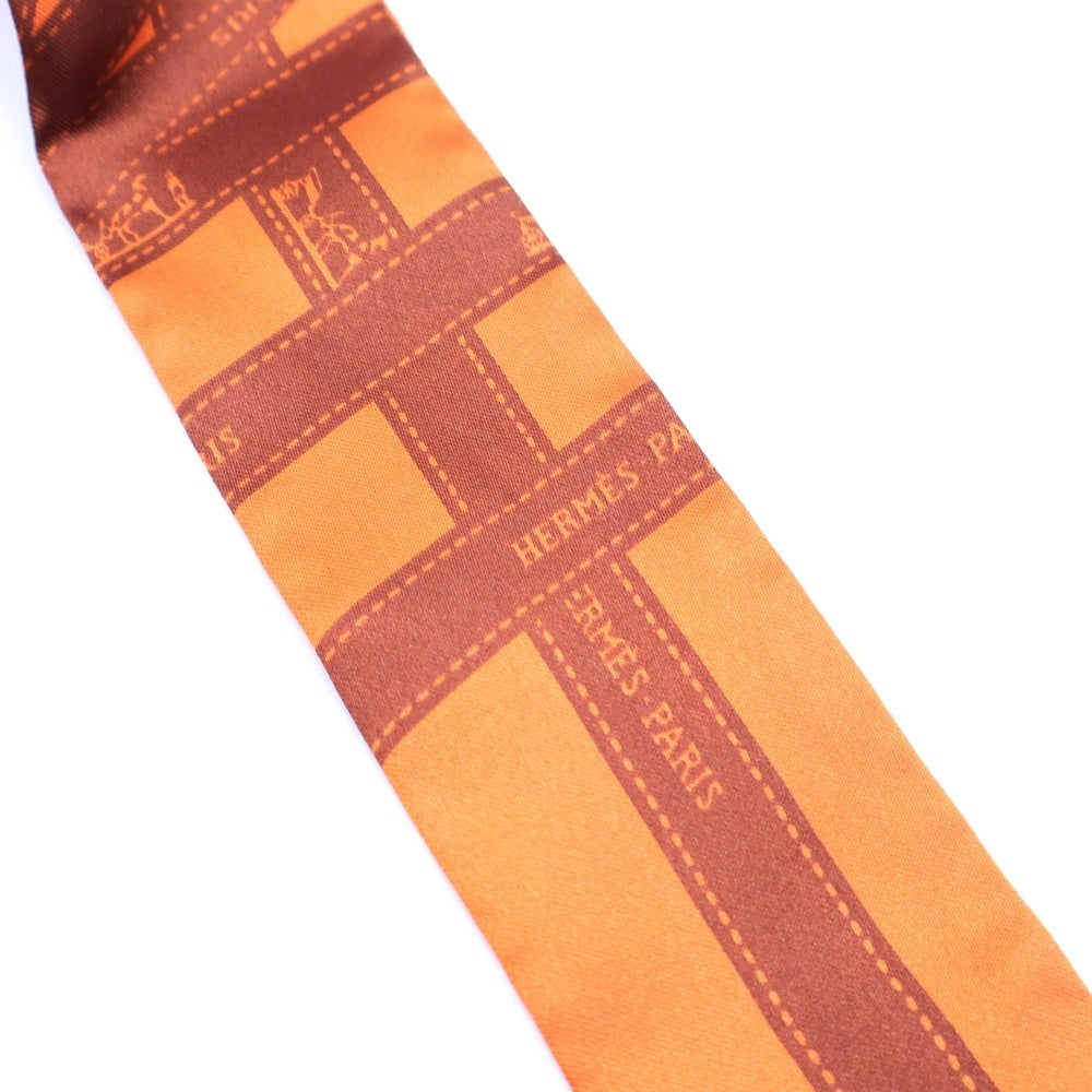 HERMES(エルメス) ツイリー ボルデュック シルクスカーフ オレンジ レディース