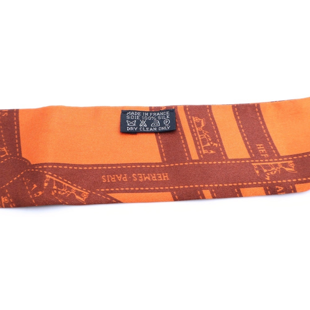 HERMES(エルメス) ツイリー ボルデュック シルクスカーフ オレンジ レディース