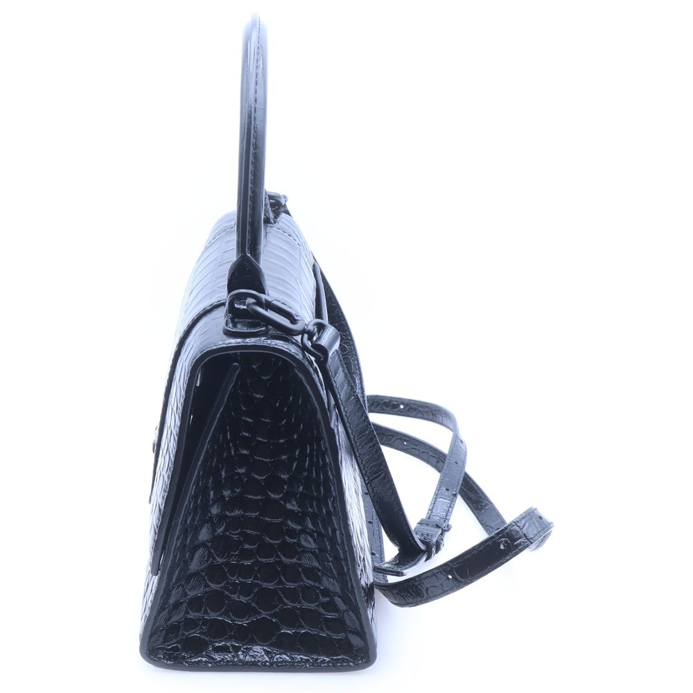 BALENCIAGA(バレンシアガ) アワーグラス ミディアム 2WAYバッグ ショルダーバッグ ハンドバッグ ブラック レザー 型押しクロコ ブラック金具