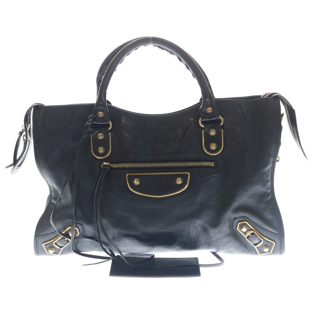 BALENCIAGA(バレンシアガ) ザシティ 2WAYショルダーバッグ ハンドバッグ ブラック レザー 115748 ゴールド金具 レディース