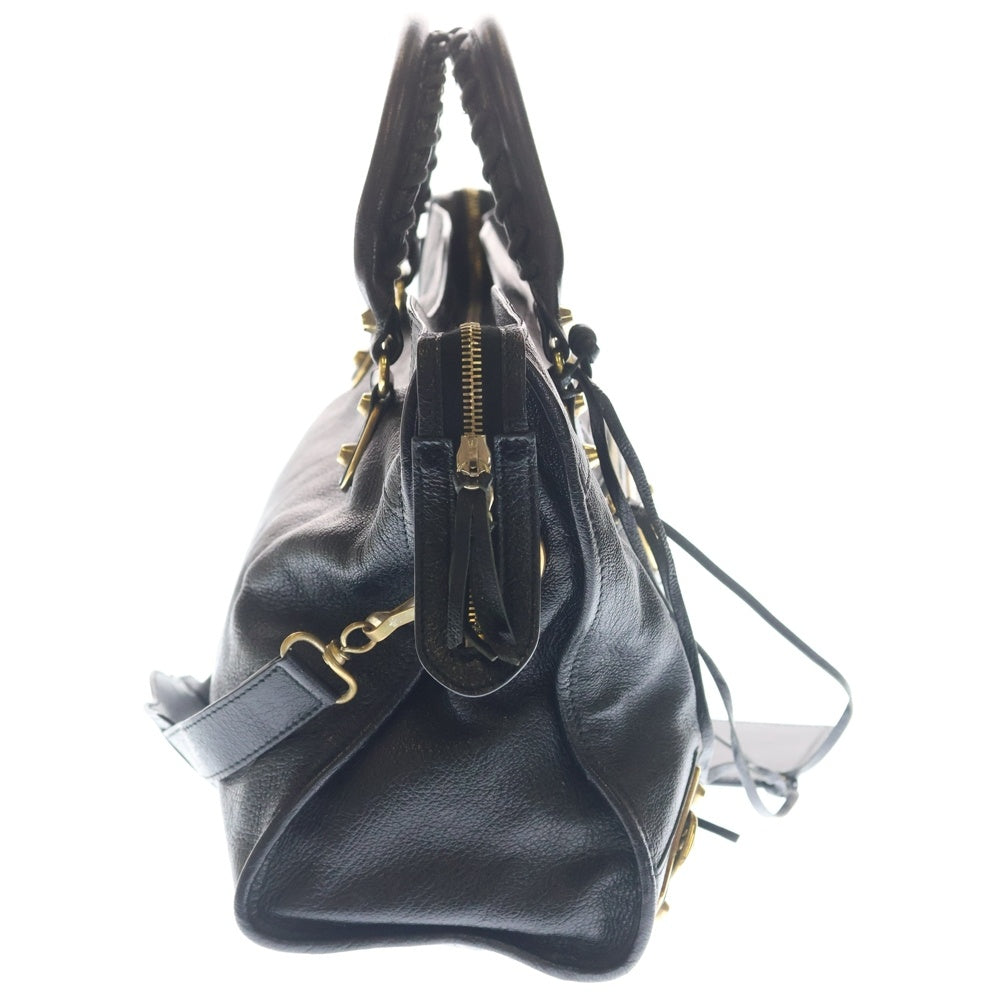 BALENCIAGA(バレンシアガ) ザシティ 2WAYショルダーバッグ ハンドバッグ ブラック レザー 115748 ゴールド金具 レディース