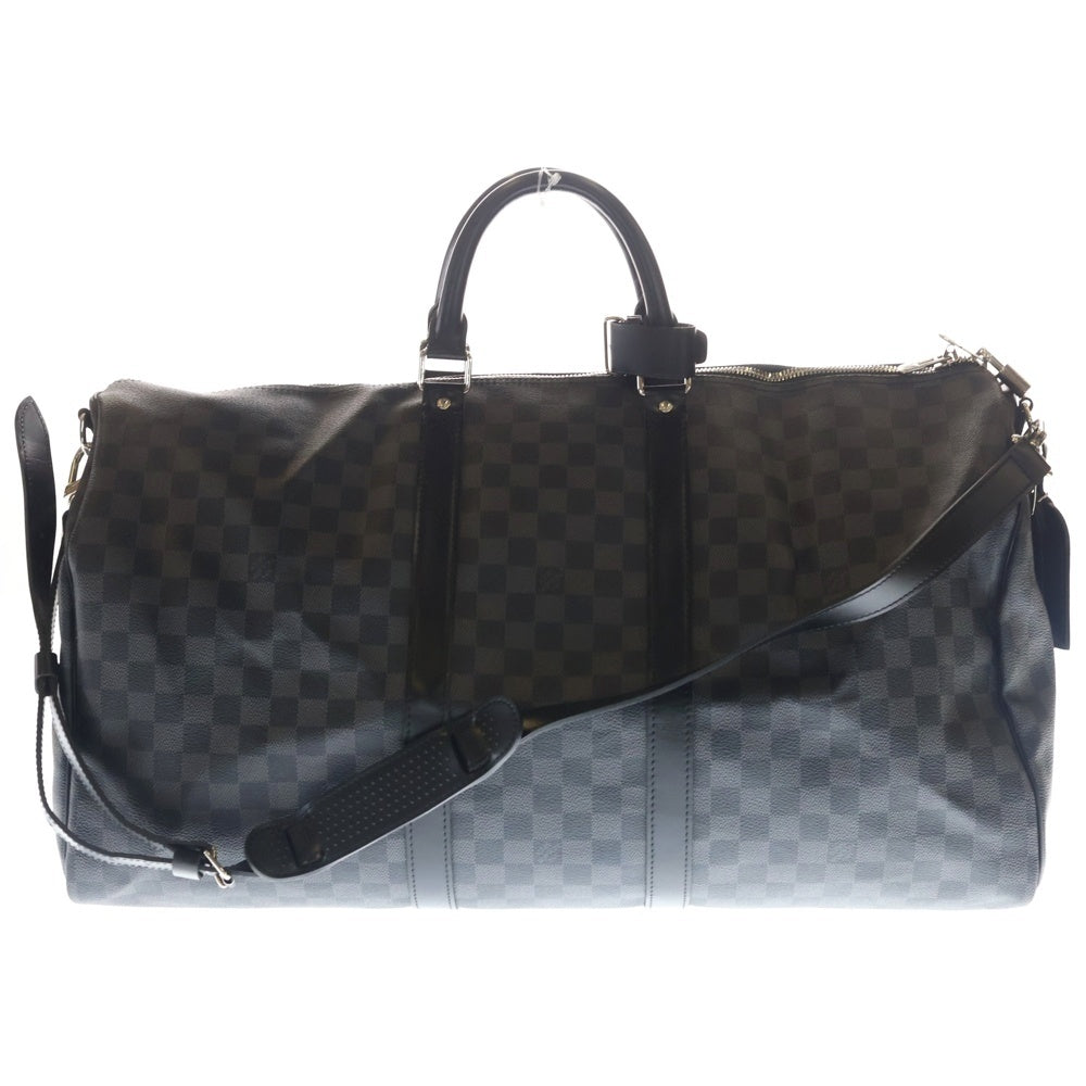 LOUIS VUITTON(ルイヴィトン) ダミエグラフィット キーポルバンドリエール55 ハンドバッグ ボストンバッグ トラベルバッグ ブラック レザー×PVC N41413 シルバー金具