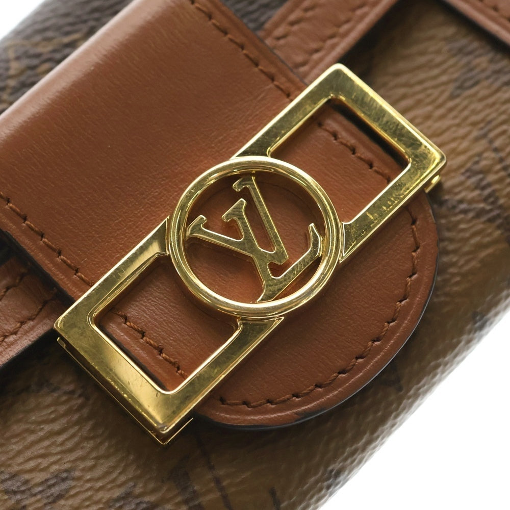 LOUIS VUITTON(ルイヴィトン) モノグラムリバース ドーフィーヌ ミュルティクレ6 コンパクトウォレット 三つ折り財布 ブラウン レザー×PVC M13295 ゴールド金具 レディース