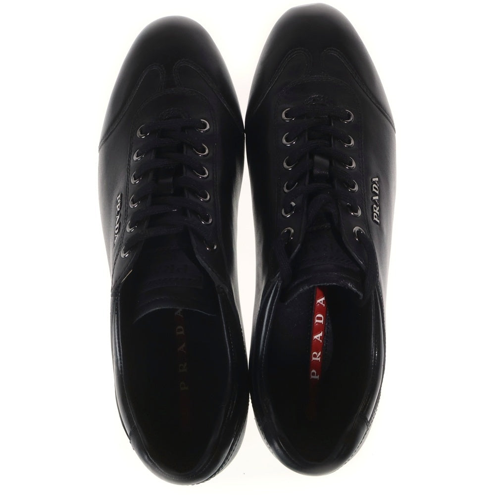PRADA(プラダ) ロゴ レザー レースアップ ローカットシューズ ブラック レディース