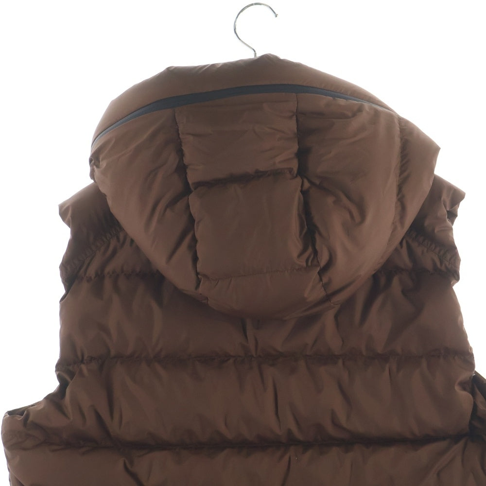 MONCLER モンクレール 23AW CARDAMINE ワッペンロゴ フーデッド ジップアップ ダウンベスト ブラウン I20911A00181 54A81 MONCLER(モンクレール) 23AW CARDAMINE ワッペンロゴ フーデッド