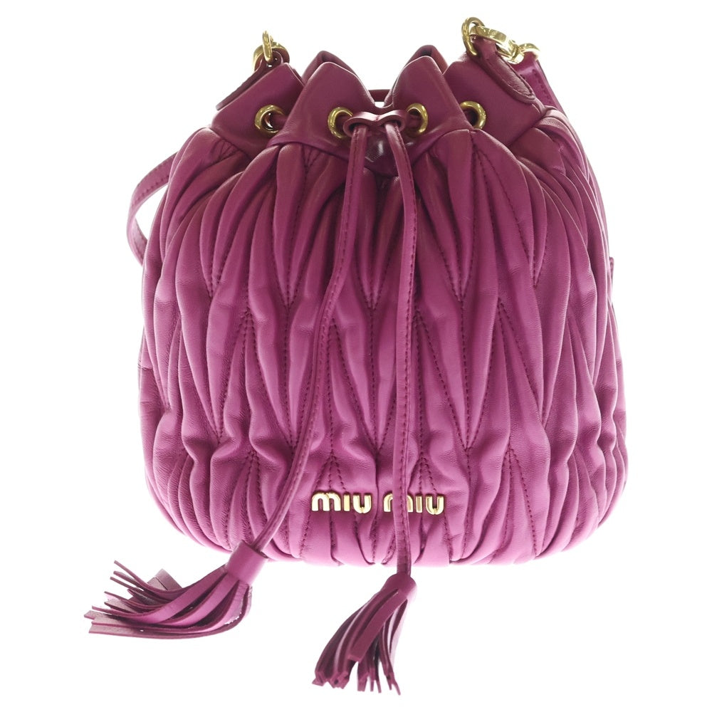 miumiu(ミュウミュウ) マトラッセ ロゴデザイン ハンドバッグショルダーバッグ パープル レディース