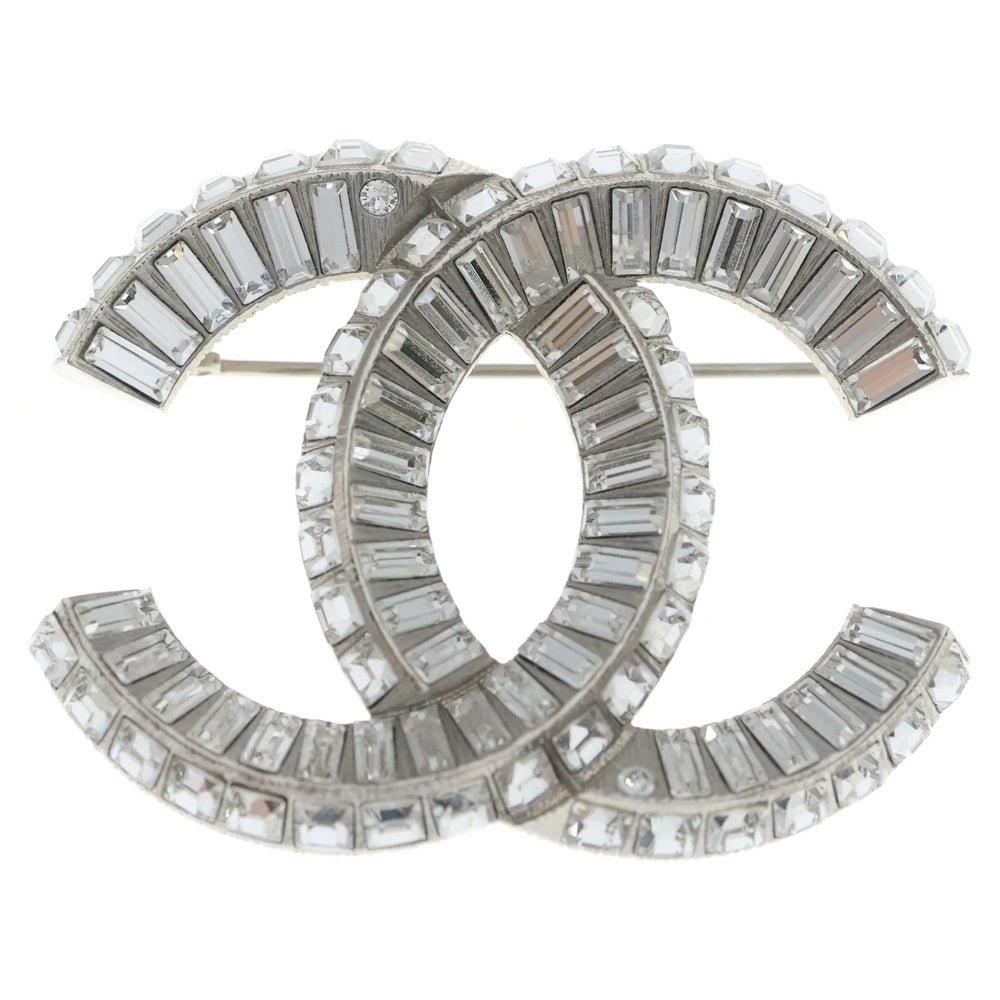 CHANEL(シャネル) ココマーク ラインストーン ピンバッジ ブローチ シルバー レディース