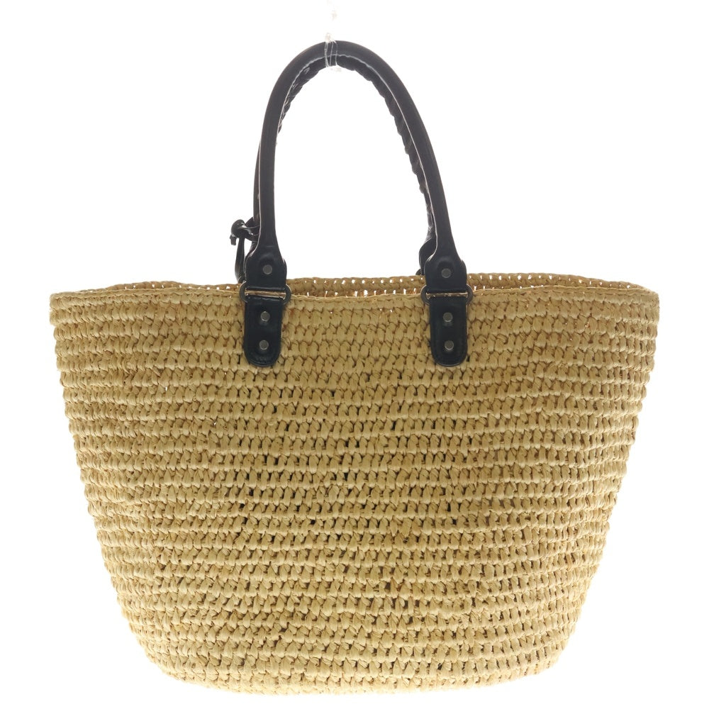 BALENCIAGA(バレンシアガ) パニエ トートバッグ ハンドバッグ カゴバッグ ベージュ×ブラック レザー 466499 ゴールド金具 レディース