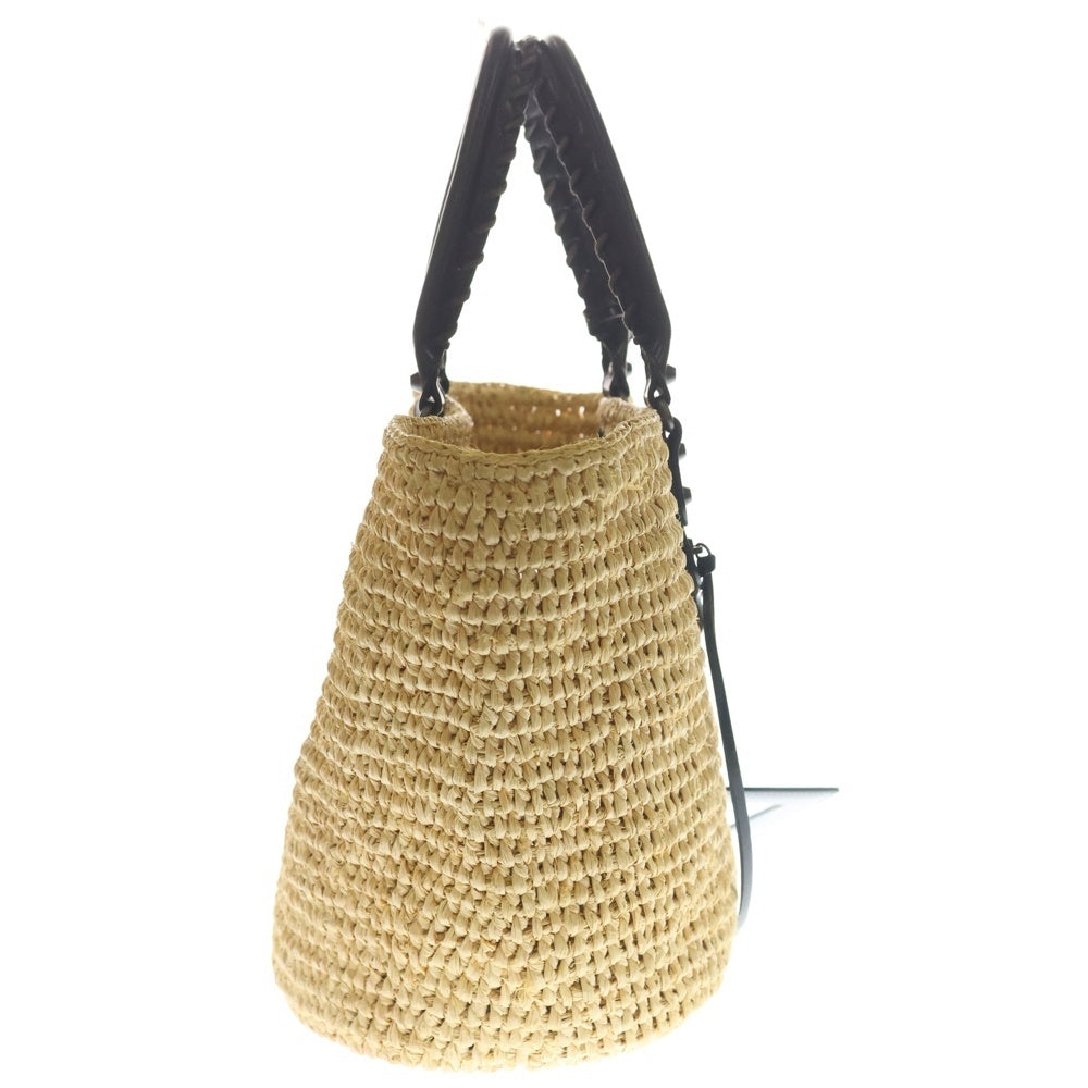 BALENCIAGA(バレンシアガ) パニエ トートバッグ ハンドバッグ カゴバッグ ベージュ×ブラック レザー 466499 ゴールド金具 レディース