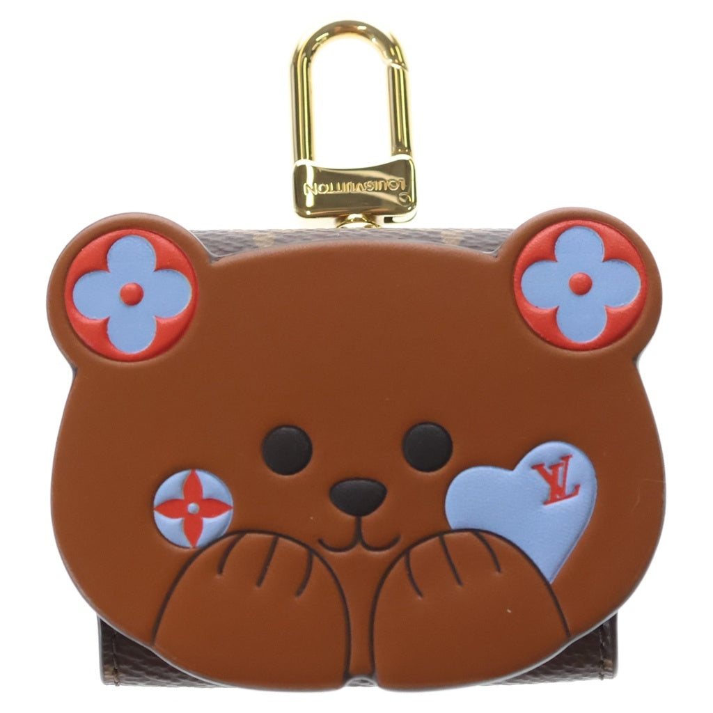 LOUIS VUITTON(ルイヴィトン) キーホルダー・イヤホン ポーチ LV ベア バッグチャーム ブラウン PVC レザー M01361 ゴールド金具 レディース