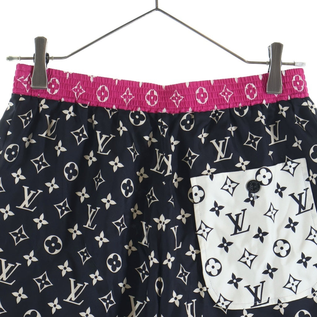 LOUIS VUITTON(ルイヴィトン) 22AW モノグラム シルク ハーフ ショート パンツ ショーツ ブラック/ピンク RW222J NU1 FNPA01 レディース