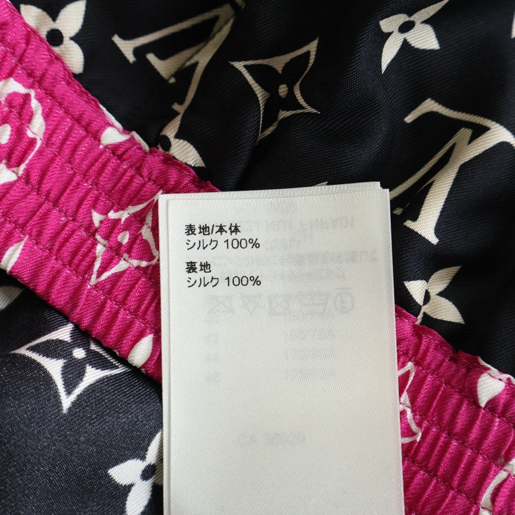 LOUIS VUITTON(ルイヴィトン) 22AW モノグラム シルク ハーフ ショート パンツ ショーツ ブラック/ピンク RW222J NU1 FNPA01 レディース