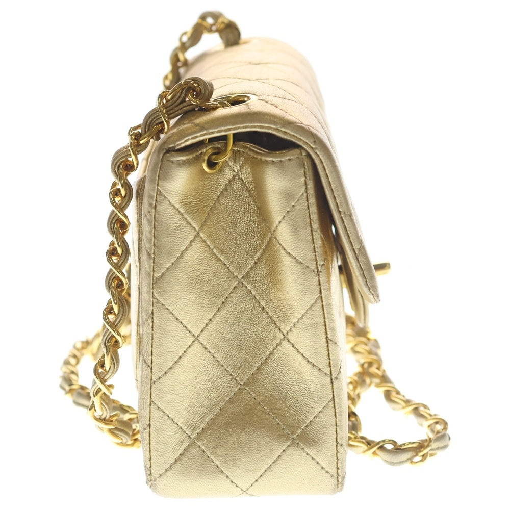 CHANEL(シャネル) ミニマトラッセ ラムスキン ショルダーバッグ ゴールド ゴールド金具 レディース