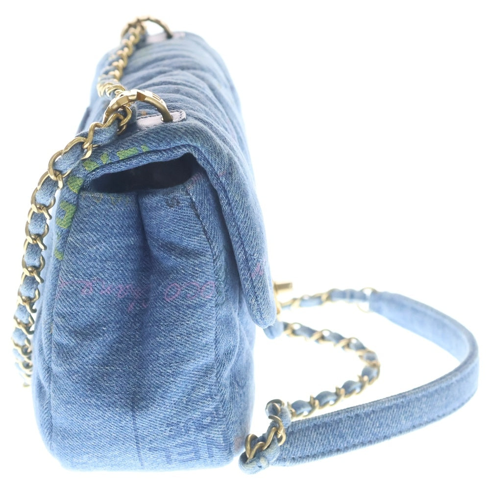 CHANEL(シャネル) マトラッセ ショルダーバッグ チェーンバッグ ミニバッグ インディゴブルー デニム ゴールド金具 レディース