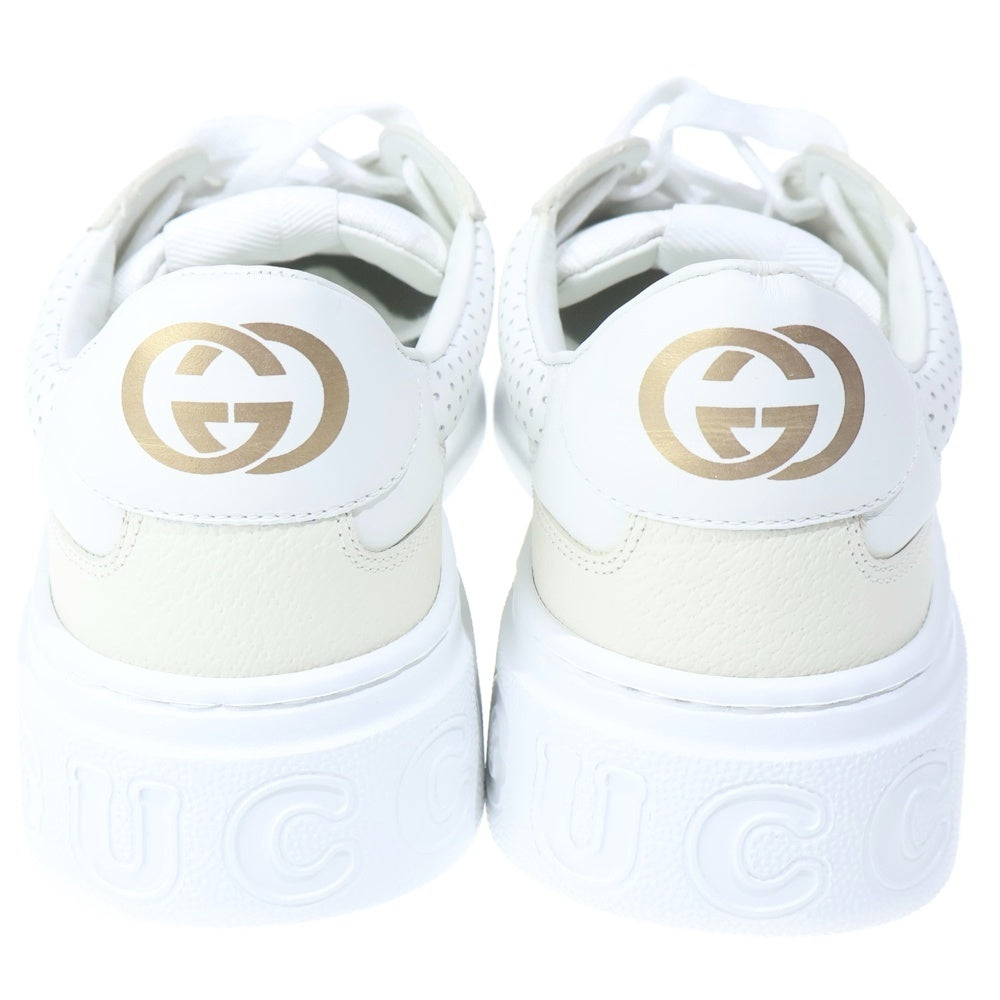 GUCCI(グッチ) GGスプリーム レザー レースアップ ローカットシューズ ローファー ホワイト