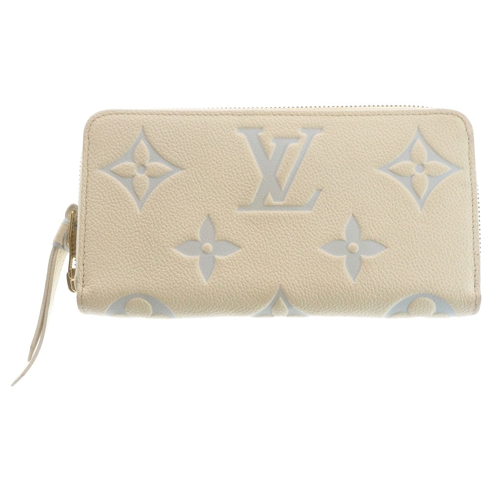 LOUIS VUITTON(ルイヴィトン) モノグラム アンプラント ジッピーウォレット レザー 長財布 ゴールド金具 アイボリー/ライトブルー M83308 レディース