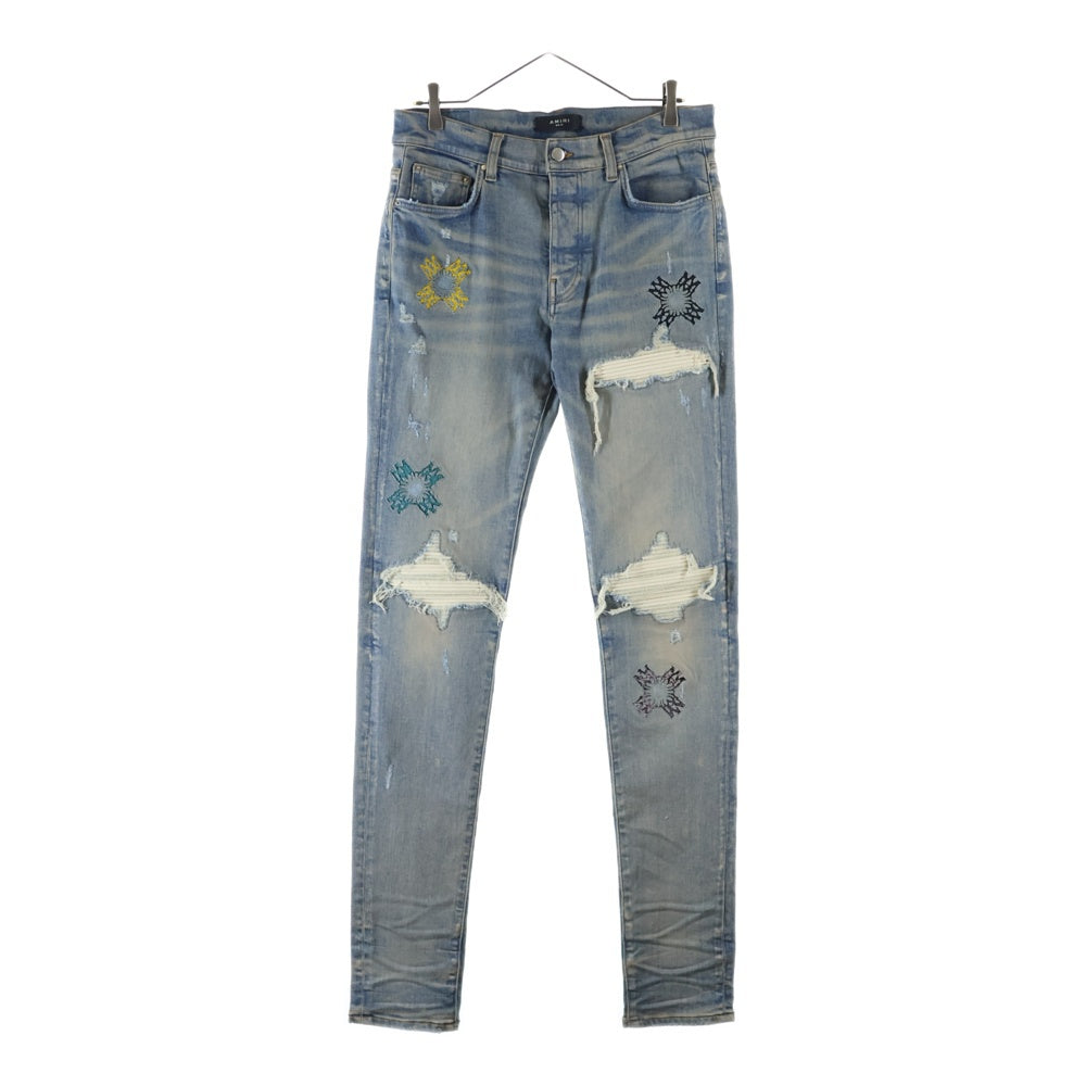 AMIRI(アミリ) ダメージ加工 ストレッチ スリムスキニー デニムパンツ ジーンズ インディゴ SRAMDNSY1121BSMRDNM5
