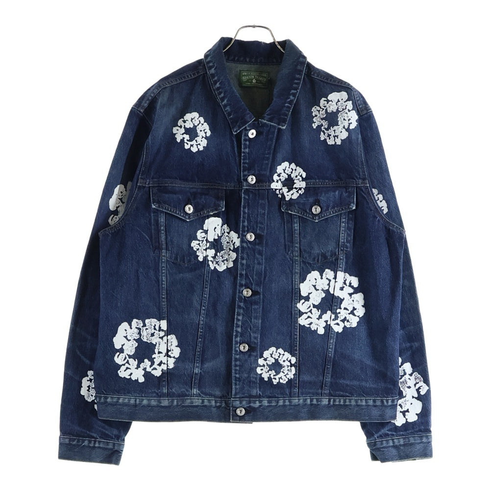 DENIM TEARS(デニムティアーズ) 25AW Cotton Wreath Denim Jacket フラワープリント デニム トラッカージャケット インディゴ FW25ODJ319