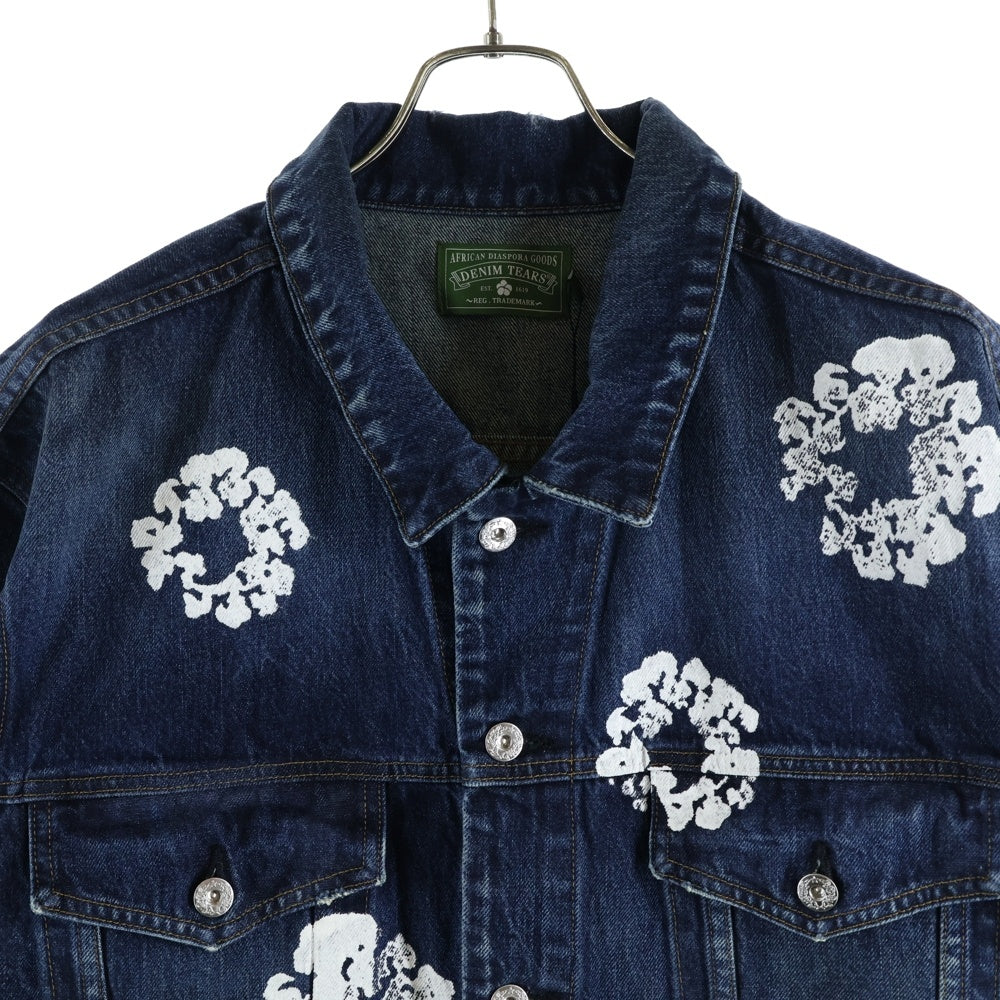 DENIM TEARS(デニムティアーズ) 25AW Cotton Wreath Denim Jacket フラワープリント デニム トラッカージャケット インディゴ FW25ODJ319