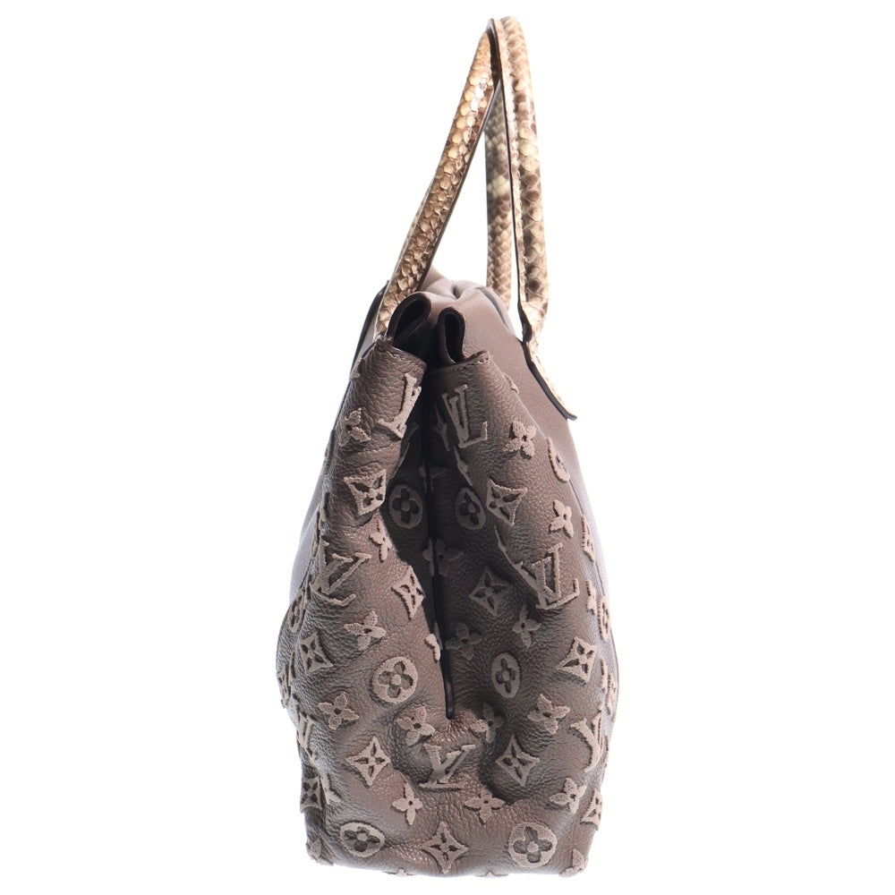 LOUIS VUITTON(ルイヴィトン) トートW ヴェルール ヴォーカシミール スカーフ ハンドバッグ グレージュ レザー パイソン TR2145 シルバー金具 レディース