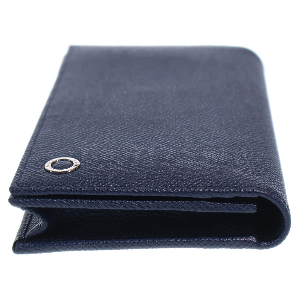 BVLGARI(ブルガリ) 二つ折り長財布 ロングウォレット カードケース ネイビー レザー 283811 シルバー金具