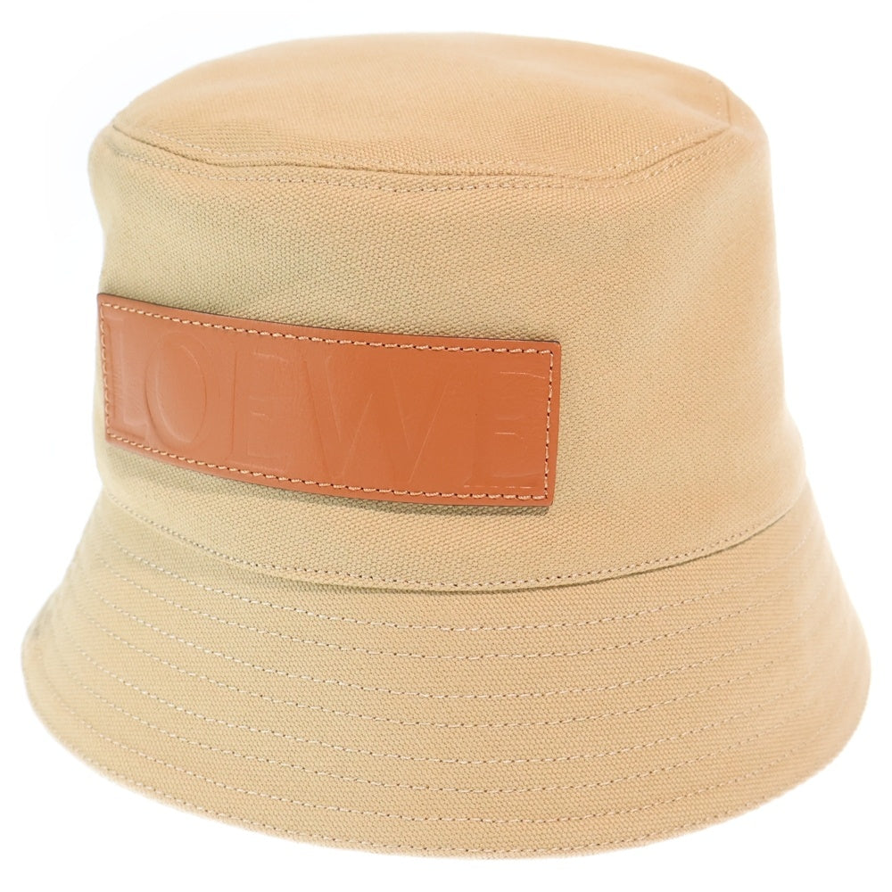 LOEWE(ロエベ) paula's ibiza パウラズイビザ レザー ロゴパッチ キャンバス バケットハット 帽子 ベージュ K820HB1X19 レディース