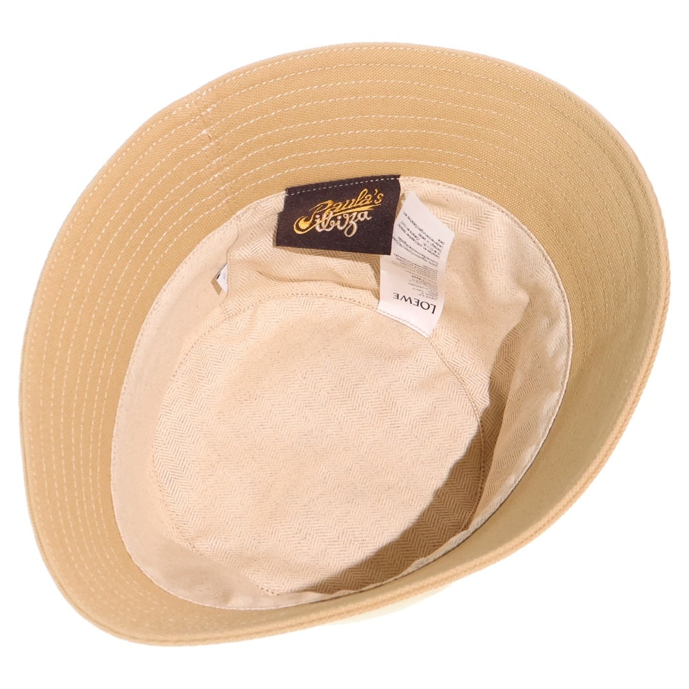 LOEWE(ロエベ) paula's ibiza パウラズイビザ レザー ロゴパッチ キャンバス バケットハット 帽子 ベージュ K820HB1X19 レディース