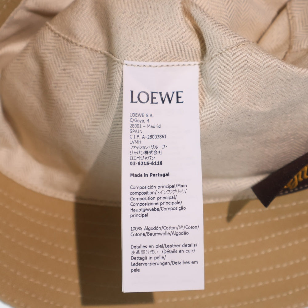 LOEWE(ロエベ) paula's ibiza パウラズイビザ レザー ロゴパッチ キャンバス バケットハット 帽子 ベージュ K820HB1X19 レディース
