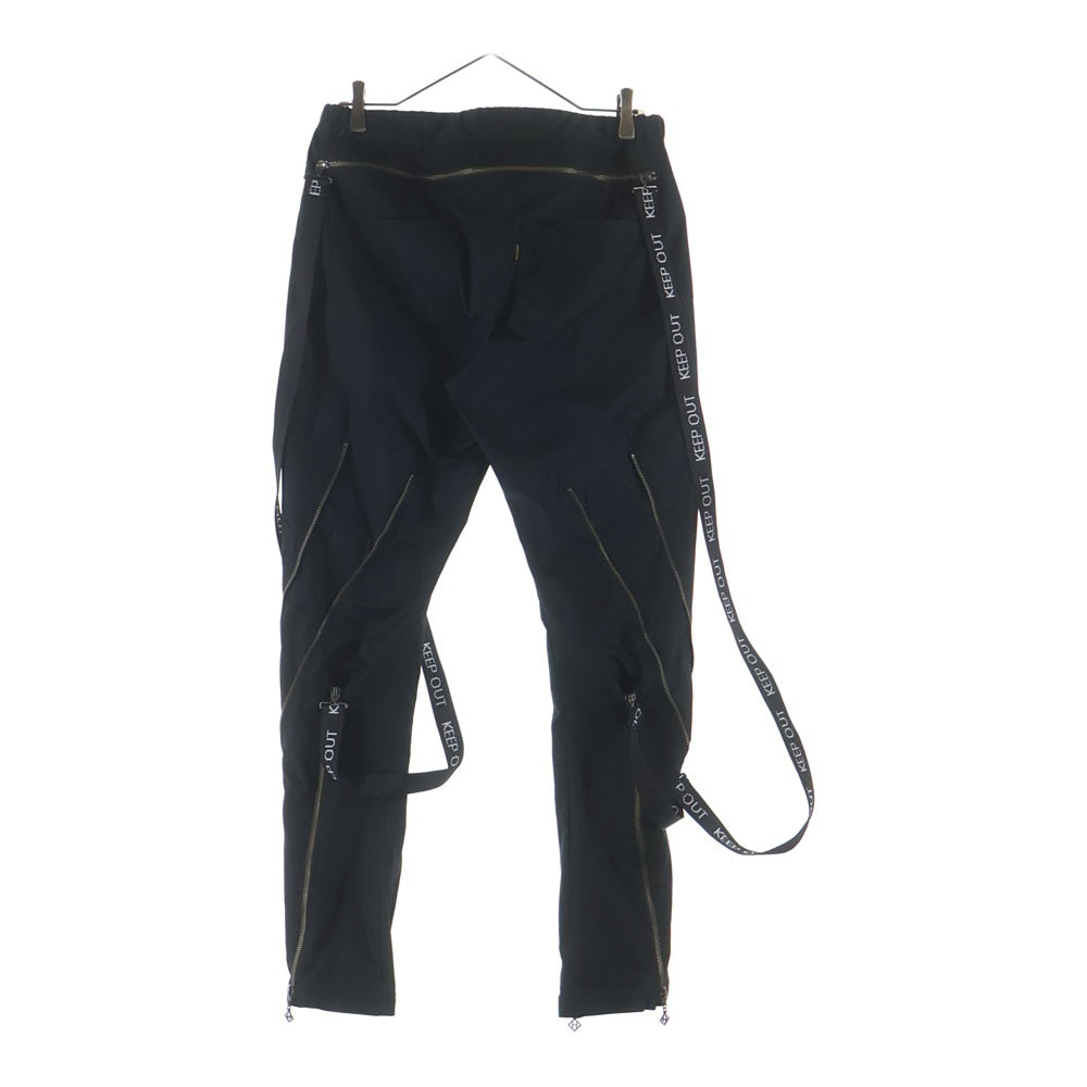 ha | za | ma(ハザマ) 絶対不可侵のパンツ KEEP OUT キープアウト ジップアップ ギミック ボンテージ パンツ ブラック