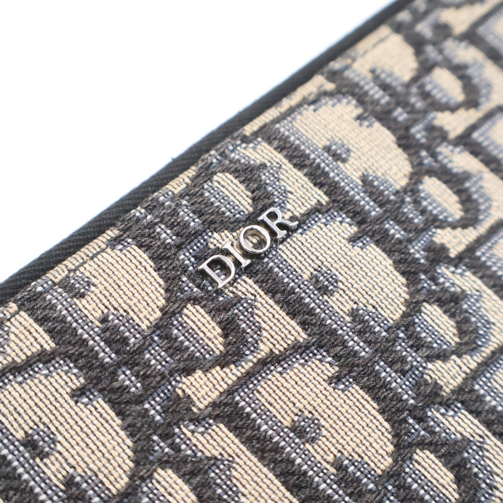 DIOR(ディオール) オブリーク メッセンジャーバッグ ミニバッグ ショルダーバッグ ベージュ/ネイビー レザー/キャンバス シルバー金具 レディース