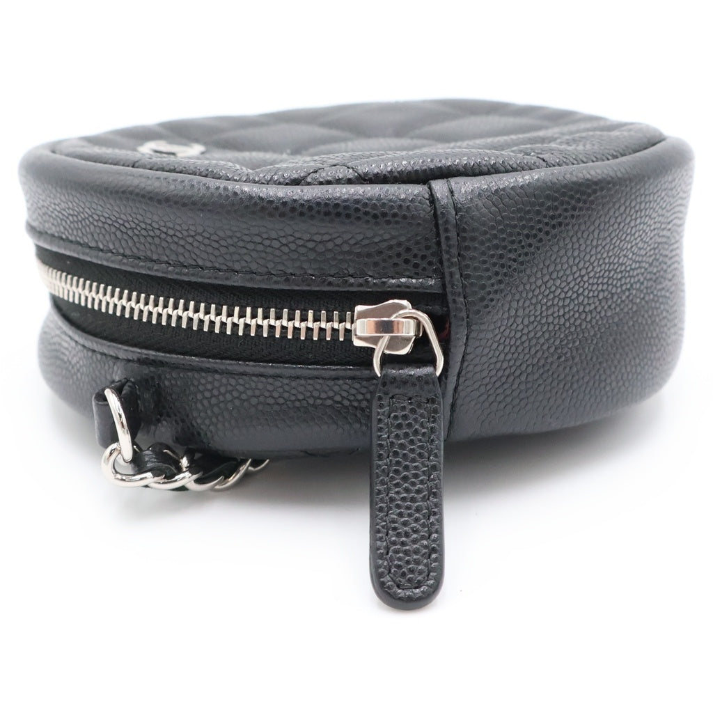 CHANEL(シャネル) マトラッセ ラウンド チェーンショルダーバッグ ミニバッグ ブラック キャビアスキン シルバー金具 レディース