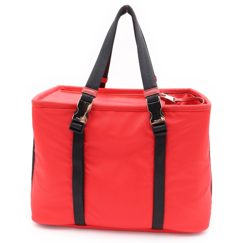 PRADA(プラダ) PET BAG ペットバッグ ハンドバッグ レッド ナイロン テスート 2VC030 シルバー金具 レディース