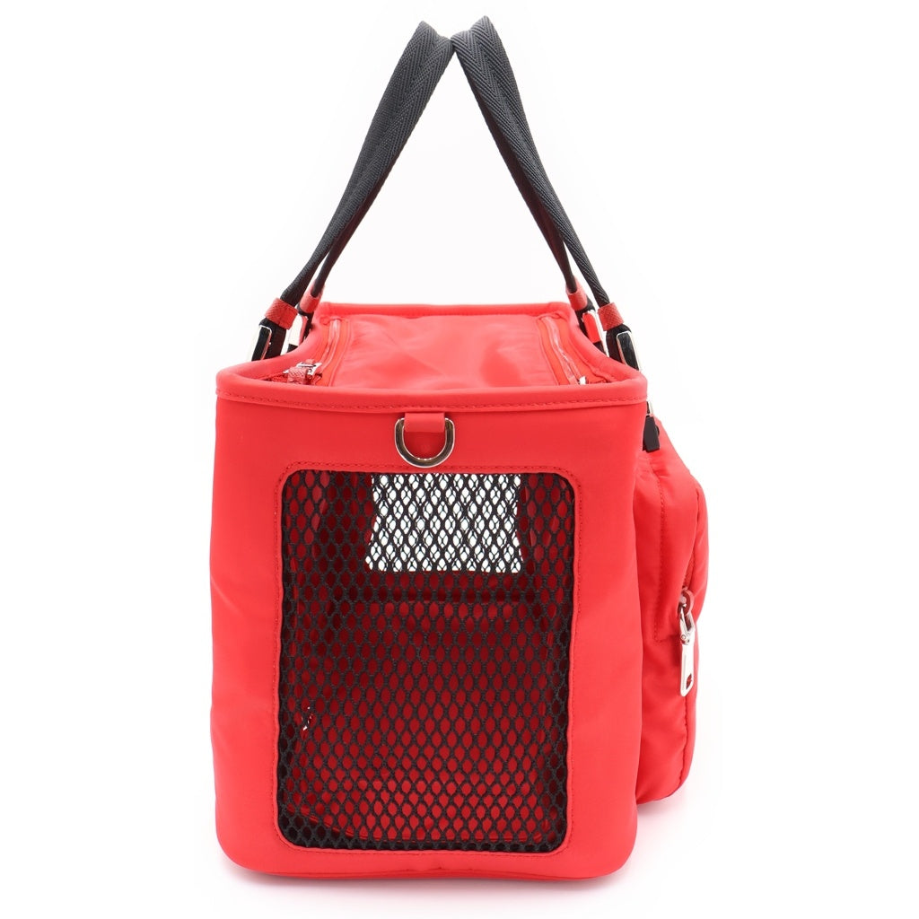 PRADA(プラダ) PET BAG ペットバッグ ハンドバッグ レッド ナイロン テスート 2VC030 シルバー金具 レディース