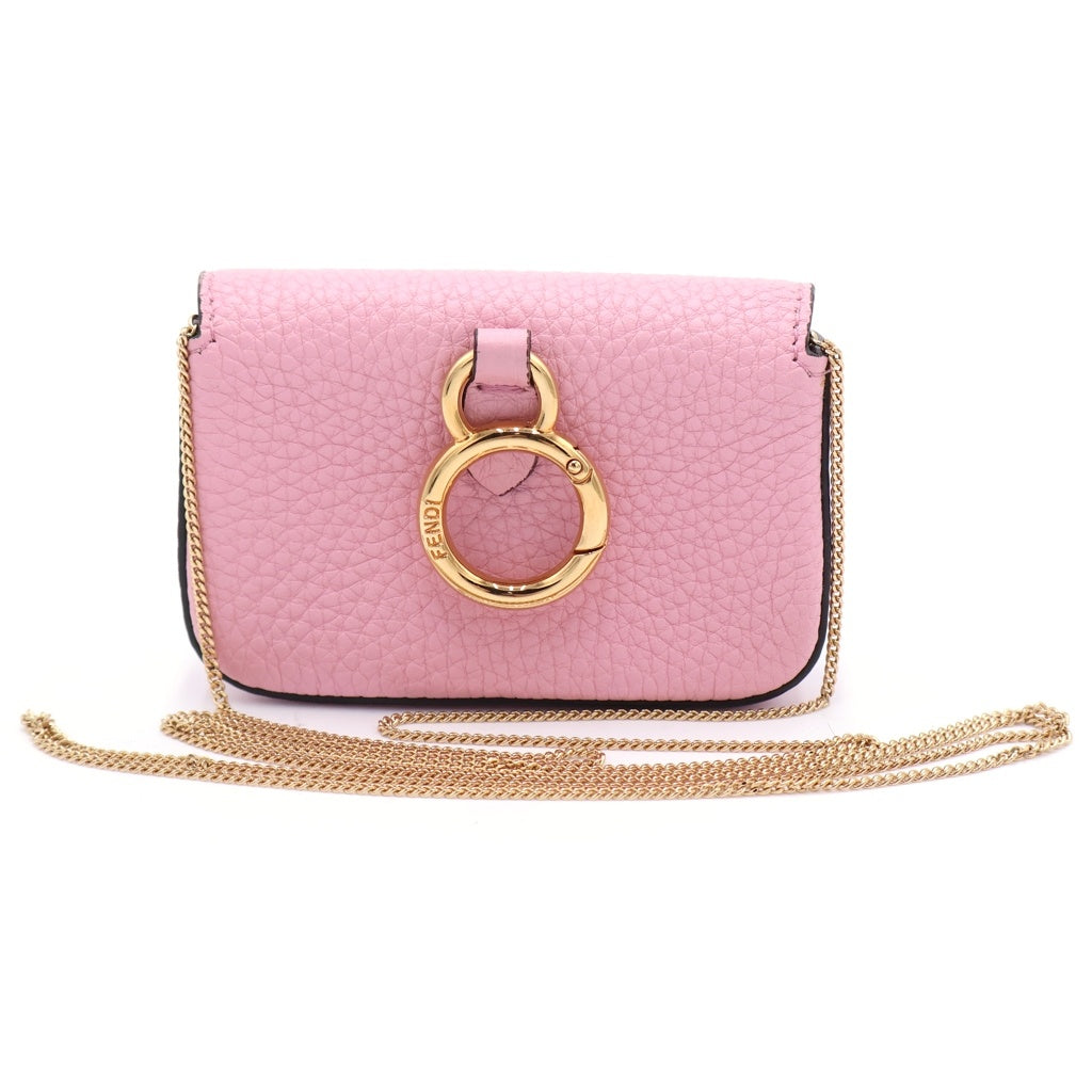 FENDI(フェンディ) ナノバケット チェーンショルダーバッグ ミニバッグ ピンク レザー 7AR844 ゴールド金具 レディース
