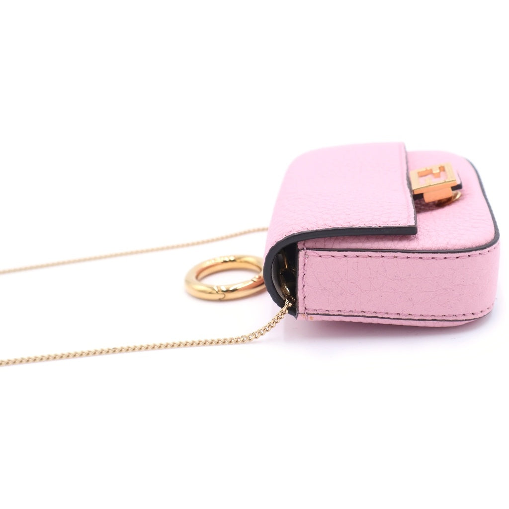 FENDI(フェンディ) ナノバケット チェーンショルダーバッグ ミニバッグ ピンク レザー 7AR844 ゴールド金具 レディース