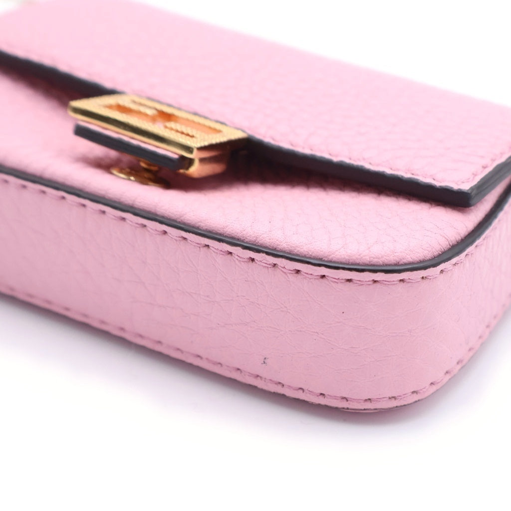 FENDI(フェンディ) ナノバケット チェーンショルダーバッグ ミニバッグ ピンク レザー 7AR844 ゴールド金具 レディース