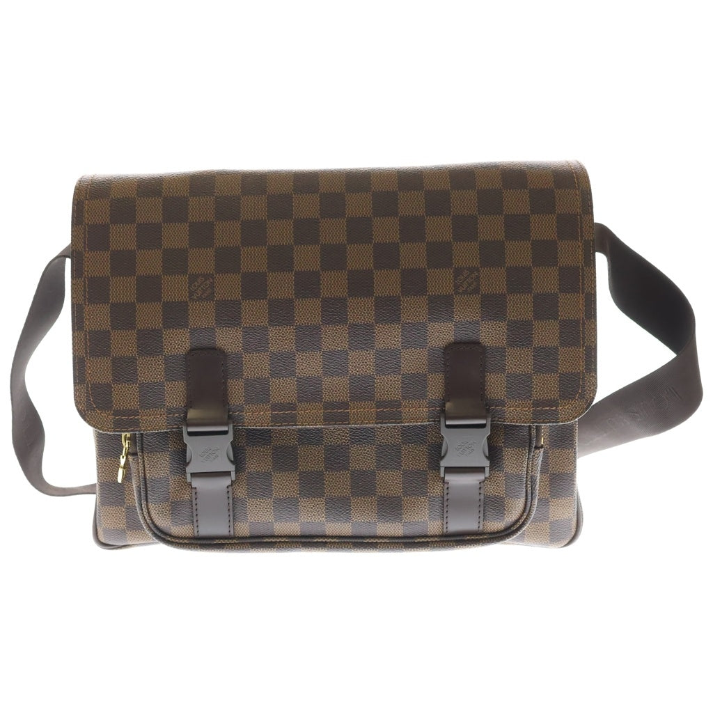 LOUIS VUITTON(ルイヴィトン) ダミエ メッセンジャー メルヴィール ショルダーバッグ ブラウン レザー×PVC N51125 ゴールド金具 レディース