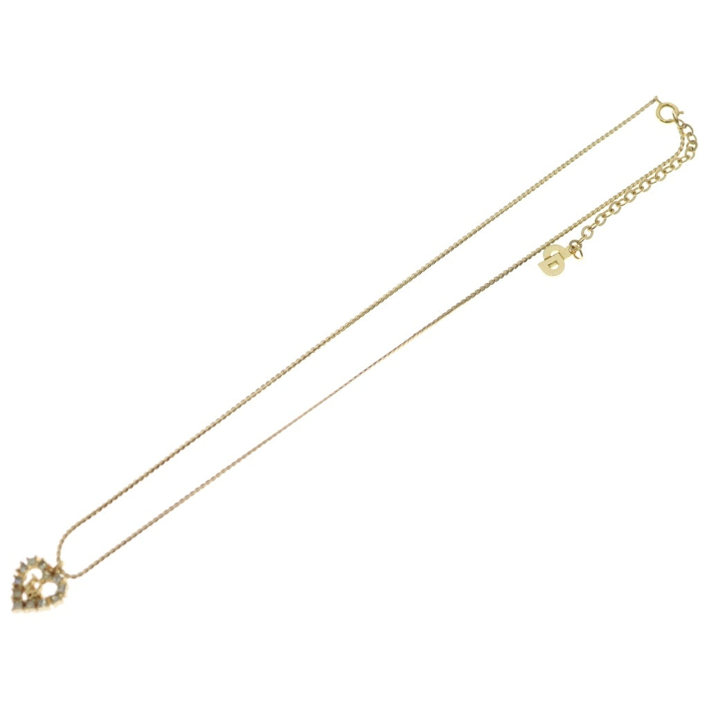 Christian Dior(クリスチャンディオール) ハート ラインストーン ネックレス ゴールド GP レディース